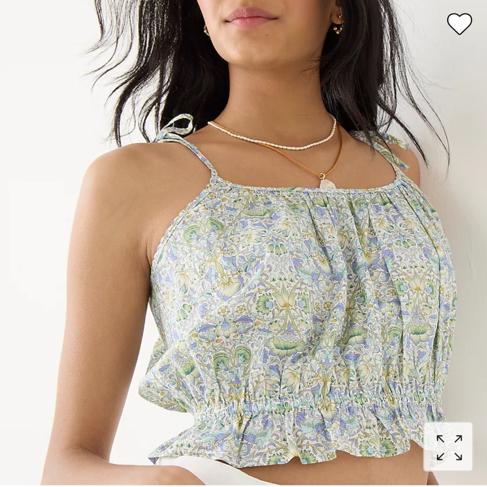 ORGANIC COTTON RUFFLE-WAIST TANK IN LIBERTY® LODDEN FABRIC
SMALL GREEN camisole